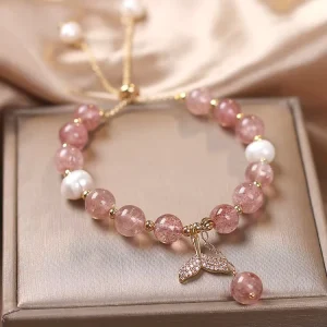 Ladies Fish Tail Fashion Bracelets Natural Spiritual Gemstone Crystal Pearl Stretch Gifts Weddings Anniversaries