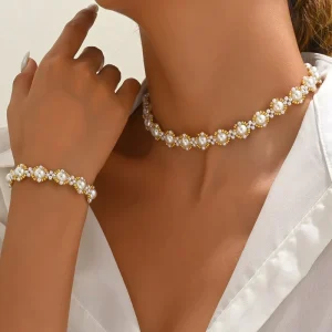 Ladies High Level Design Beaded Necklace Bracelet Niche Long Jewelry Set with Fashion Style Jewelry Set