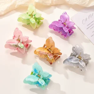 Ladies Plastic Super Fairy French Marble Pattern Butterfly Sweet Shark Hair Clip Hair Accessories for Women Hair Clips