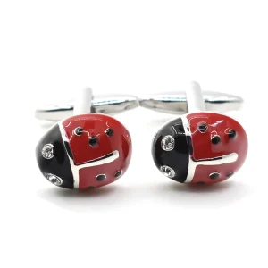 Ladybird Crystal Diamond Elegant Novelty Cufflinks Custom Mens Suit Shirt Fashion Accessory Wedding Tuxedo Trendy Gift