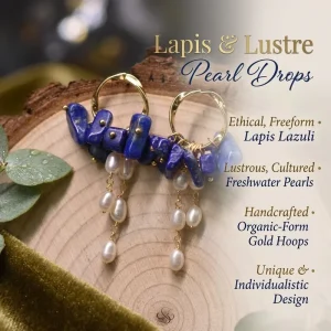 Lapis Lazuli Pearl Earrings Classic Design Natural Gemstone Pearl Elegant Women Wedding Party Jewelry Gift