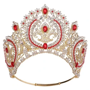 Large Beauty Costume Jewelry Bridal Hair Accessories Crystal Adjustable Pageant Crown Tiara