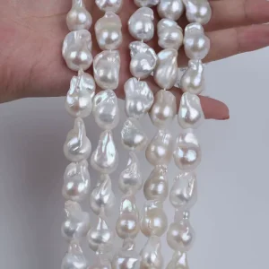 Large Irregular 15-18mm Natural Freshwater Baroque Pearl S925 Silver Bead Pearl Necklace for Women Daily Wear Gifting