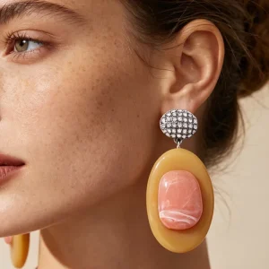 Large Oval Resin Earrings for Women Statement Jewelry Party Wedding Gift Fashion Accessories