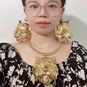 Large Size Earrings Pendant Necklace Jewelry Set for Women Italian Brazilian Dubai Gold Plated Alloy Party Accessories