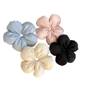 Large Size Five Petal Flower Filled Cotton Hair Rope Sweet Style Hair Tie