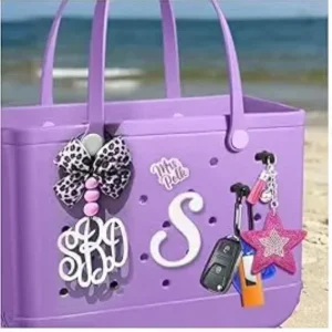 Large Size Hawaii Charms Waterproof Washable Light Pink Black Leopard Tote Bag Charms Accessories