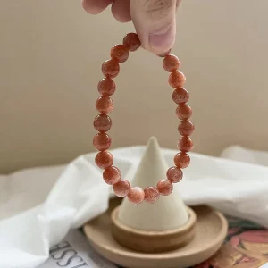 Large Stock Natural Gold Sunstone Rough Sphere Crystal Bracelet Round Beads Hand String Loose Beads Fashion Jewelry
