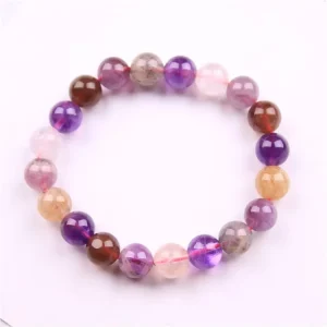 Large Stock Natural Rainbow Amethyst Crystal Stone Beads Energy Charm Elastic Bracelet Fashion Jewelry for Women