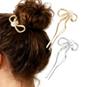 Large Vintage French Hair Fork U Shaped Updo Metal Hair Clip for Women with Thick Long Hair Made of Alloy for Parties