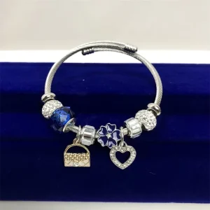 Latest Design Fashion Bag Pendant Charms Bracelet Stainless Steel 316L Chain Women Charm Bracelet