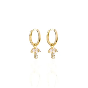 Latest Fashion Huggie Earrings Elegant Mushroom Dangle Design with Zircon Hoop Simple Elegant Drop Earrings