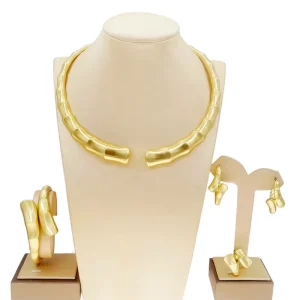 Latest Luxury Brazilian Gold Jewelry Set Italian Gold Wedding Big Jewelry Sets Brass Woman Party Necklace Jewellery Set