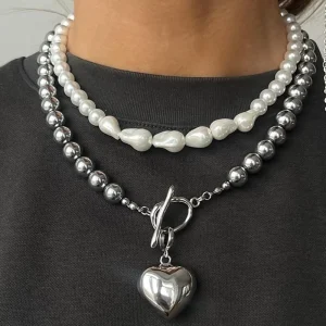 Latest Style Pearl Necklace Choker Fashion Jewelry Women Accessories Bijoux Glass Acrylic Pearl Chain Necklace for Women