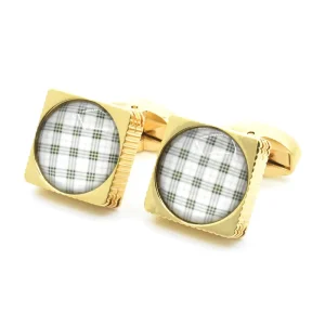 Latticed Stone Cufflinks Premium Custom Mens Suit Shirt Tie Clip Trendy Fashion Accessory for Wedding Tuxedo