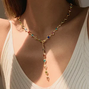 Layered Accessories Pendants Luxury Fashion Temperament Gold Plated Copper Y-Shaped Round Bead Fashion Chains Necklaces