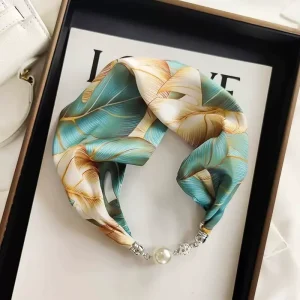 Lazy Magnetic Slim Scarf Diamond Encrusted Magnetic Buckle Neckerchief Hair Band