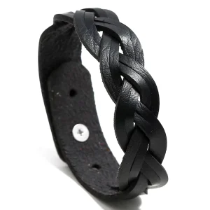 Leather Bracelet Women Girls Sporty Punk Jewelry Wide Wristband Braided Style Fashion Jewelry Bracelets Bangle