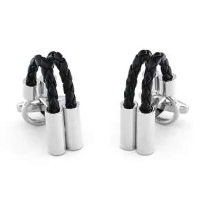 Leather Braided Rope Novelty Cufflinks Custom Mens Suit Shirt Fashion Accessory Wedding Tuxedo Trendy Jewelry Gift