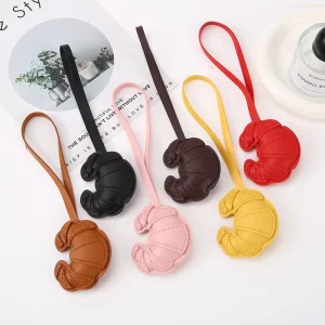 Leather bag charms Croissant Bag Charm Fashion Bread Charm for Handbags Purse Bag Accessories Car Charms PU Key Charms