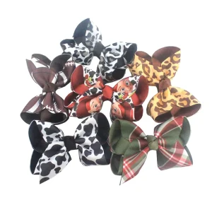 Leopard Print Hair Bows for Girls Cow Print Bow Hair Clips Kids Hair Accessories