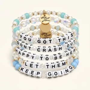 Letter Square Bead Bracelet Acrylic Cut Angle Crystal Bead Bracelet Round Plaque Engraving Pendant Letter Pearl Bracelet