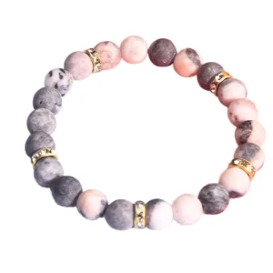 Liagza Unisex Fashion Charm Bracelet Anxiety Crystal Healing Shell Beaded Chakra Jewelry 14K Gold Plated Tibetan Buddhism