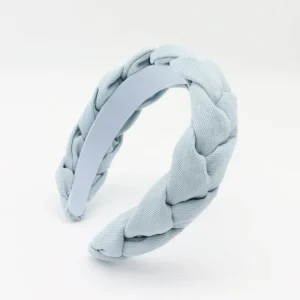 Light Blue Denim Braid Solid Color Custom Women Hair Accessories Casual Spa Women Headband