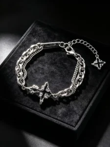 Light Luxury Dark Chain Cross Bracelet for Men American Minimalist Unique Design Wrist Jewelry
