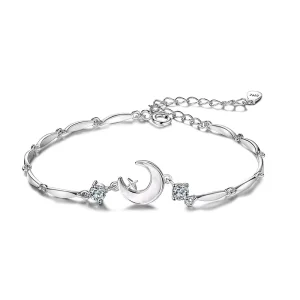 Light Luxury Elegant Fine Jewelry Gifts for Girlfriend Moon Bangle Bracelet