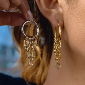 Light Luxury European American Style Stainless Steel Chain Tassel Earrings High End Ear Jewelry