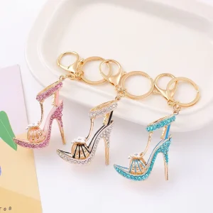 Light Luxury Fashion High Heel Rhinestone Keychain Ring