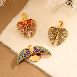 Light Luxury Fashion Jewelry Pendant Wings Rhinestone Accessories Earrings Necklace Components