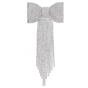 Light Luxury Female Hair Accessories Advanced Feeling Hairpin Rhinestone Tassel Bow Back Head Hairclip Ins Style