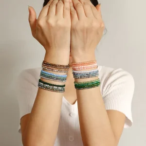 Light Luxury Four Piece Crystal Fashion Jewelry Set Elegant Wristband Bracelet Popular Trendy Accessories for Ladies’ Birthday