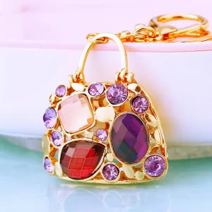 Light Luxury Jewel Handbag Shape Keychain Pendant Fashion Rhinestone Bag Charm Hanging Small Gifts Keychain