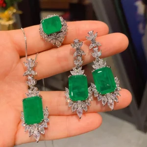 Light Luxury New Chinese Antique Style Three dimensional Earrings Pendant Ring Retro Zircon Inlaid High end Jewelry Set