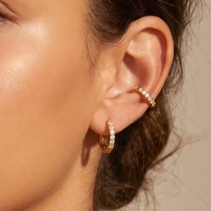 Light Luxury Shiny Zircon Ear Clips on Earrings Non Pierced Friendly Stainless Steel Gold Plated Fashionable Accessories