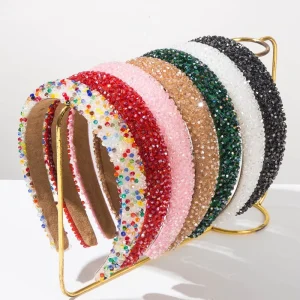 Light Luxury Solid color Crystal Headband Simple and Fashionable Daily Hair Accessory for Women