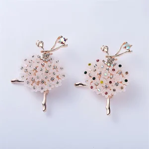 Light Luxury Trend Rhinestone Brooches French Style Ballet Beautiful Girl Brooch Cute Chic Jewelry High Quality End Clothes Pin