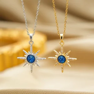 Light Luxury Zircon Star Pendant Necklaces for Women Titanium Steel Chain Fashion Necklace Accessories