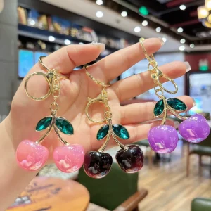 Light Luxury and Fashionable Cherry Keychain Bag Pendant Women’s Bag Accessory Exquisite and Creative Cherry Car Key Chain