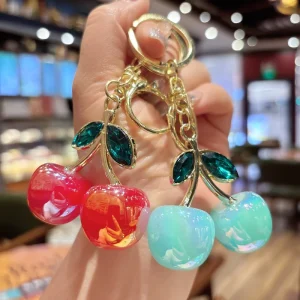 Light Luxury and Fashionable Cherry Keychain Bag Pendant Women’s Bag Accessory Exquisite and Creative Cherry Car Key Chain