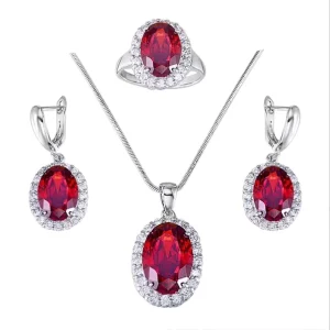 Light Ruby Jewelry Set for Wedding & Party