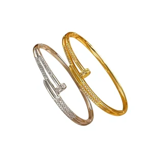 Light luxury 18K Gold Plated Copper Micro paved Stud Bracelet Women Fashionable Minimalist Style Available