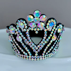 Lightweight Cheerleading Hair Accessories Sparkly Rhinestone Crown Bun Ring No Slip Hair Decor For Performance
