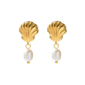 Lightweight Geometric Design Minimalist Luxury Pearl Stud Earrings Hypoallergenic Fashion Drop for Sensitive Ears