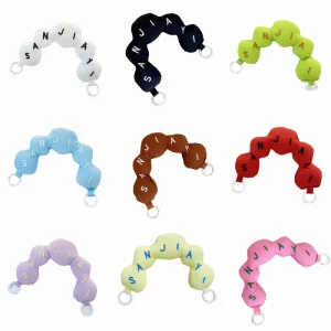 Lightweight Soft Puffy Luxury Backpack Pendant Bag Charms Beads Embroidered Letter Anti-lost Keychain Accessories