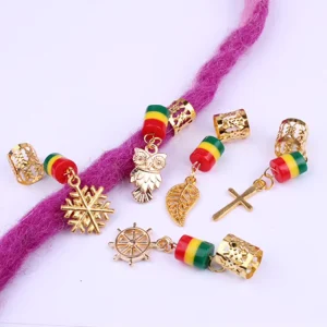 Lingxing 1bag Alloy Dirty Braid Jewelry Wig Decorative Hair Ring with Spring Pendant Buckle Reggae Inspired Wreath for Party