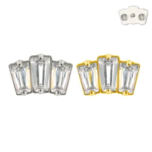 Lip Ring Titanium Internally Thread 3 Rectangle Top Labret 16G Zircon High Grade Body Jewelry Stud 5pcs